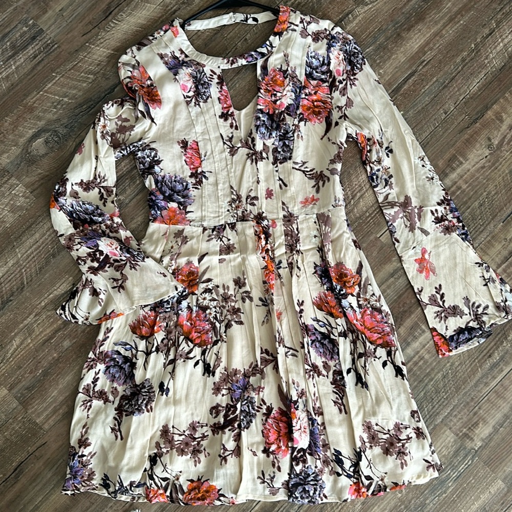 Tan colored floral dress
